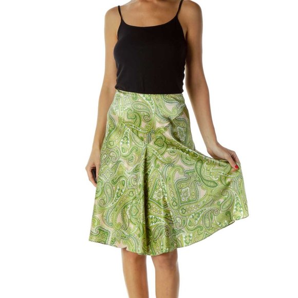 Silk Paisley Print Skirt - Picture 1 of 6